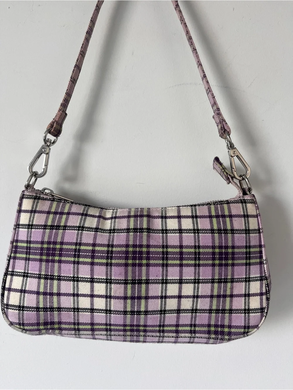 Brandy Melville Y2K Shoulder Bag | Lavender Plaid Baguette Purse | Indie - Picture 5 of 12